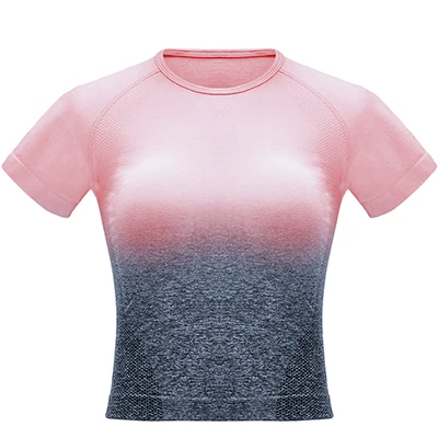 rose pink Женский спортивный короткий топ, бесшовный, короткий рукав, спортивный топ для бега, спортивная одежда, футболка для йоги, фитнеса, спортзала, тренировок - Цвет: rose pink