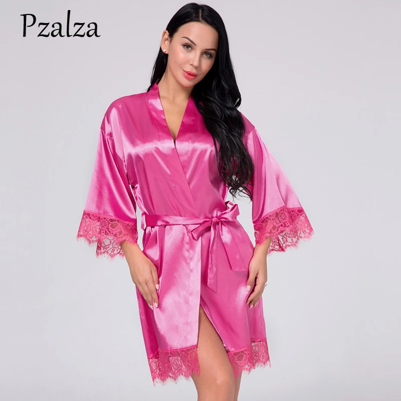 Летние шелковые женские халаты сексуальные кружевные Сатиновые большие размеры