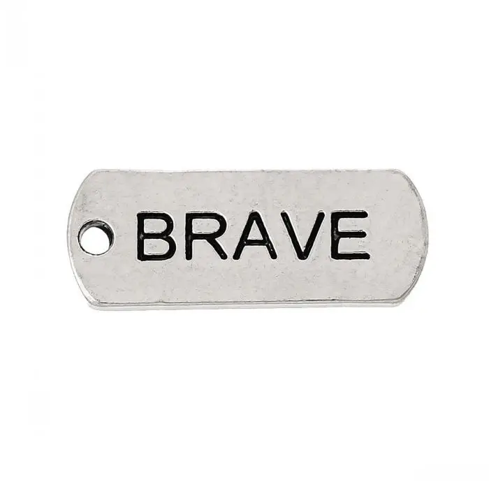 Новые Очаровательные Подвески прямоугольные Серебристые цвета &quotBrave&quot