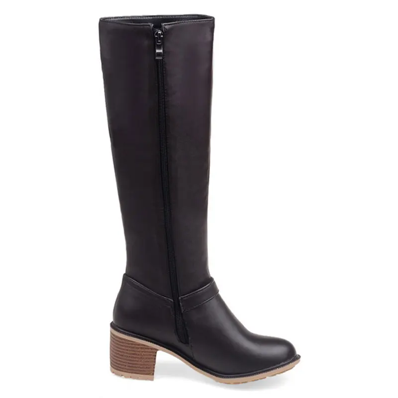 

Fanyuan 2017 Buckle Knee High Boots Thick High Heels Knight Boots Platform Shoes Woman Autumn Winter Boots Cool Winter Shoes