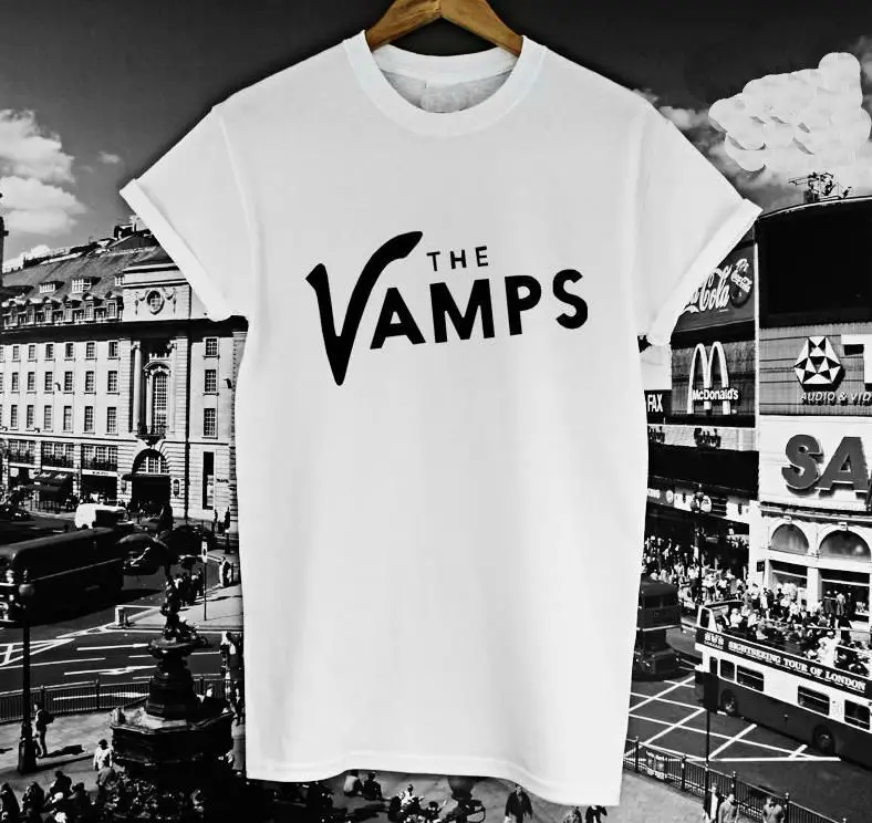 

The VAMPS Letters Print Women Tshirt Cotton Casual Shirt For Lady White Black Top Tee Big Size Hipster HH305-425
