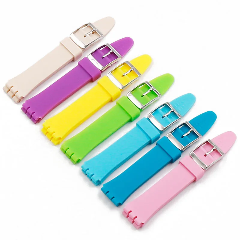 Watch accessories pin buckle 17mm19mm silicone strap men for Swatch SUOB704SUOW701GW164GB274SUTB402 waterproof strap watch band