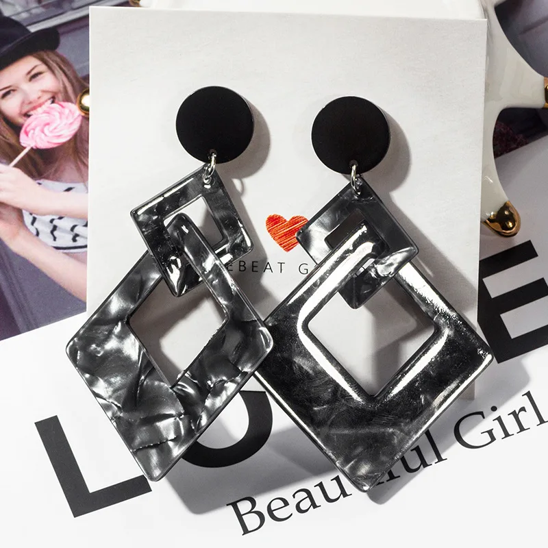 Женские акриловые серьги Hello Miss большие в европейском и американском стиле