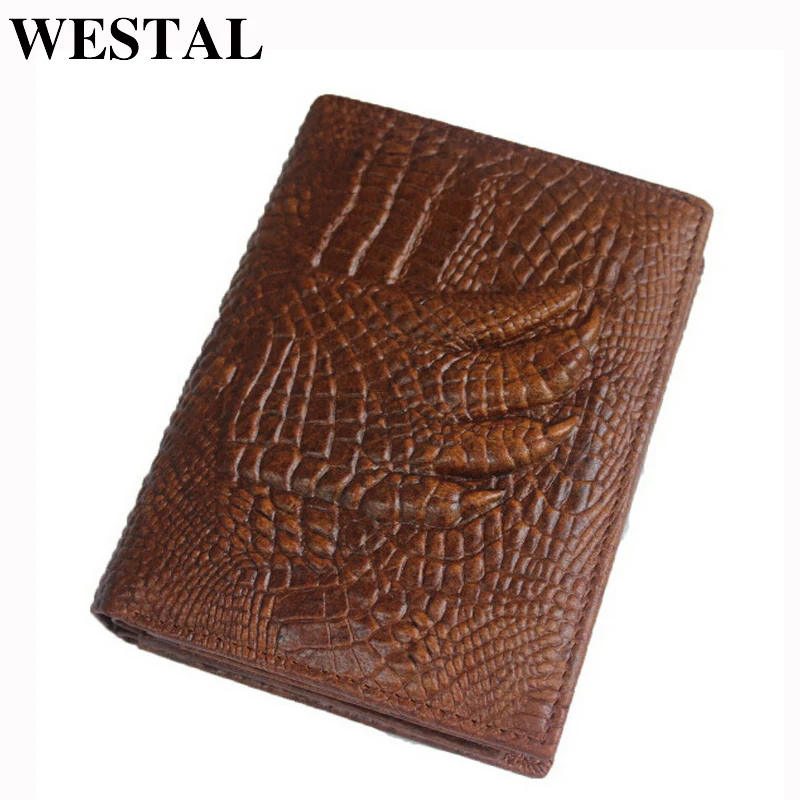 WESTAL кожаный кошелек мужской аллигатор клатч мужское портмоне тонкий Зажим для