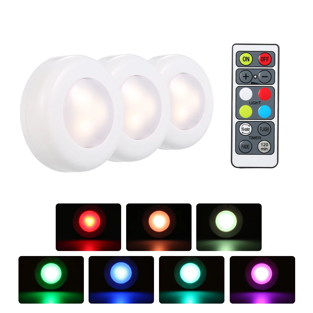 3/6 шт. 16 цветов RGB Светодиодная лампа для шкафа с дистанционным управлением на