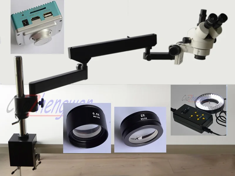 FYSCOPE 3.5X 90X шарнирный зум микроскоп 4 зоны 144LED + HDMI 1080P 2 0 M камера|stereo microscope|zoom stereo