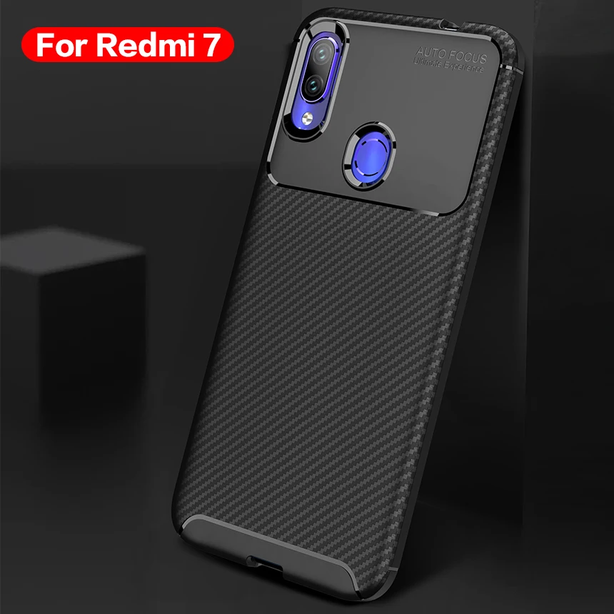 Phone Cases For Xiaomi Redmi 7 Case Carbon Fiber Soft Silicone Anti-Knock Protective Back Cover Redmi7 |