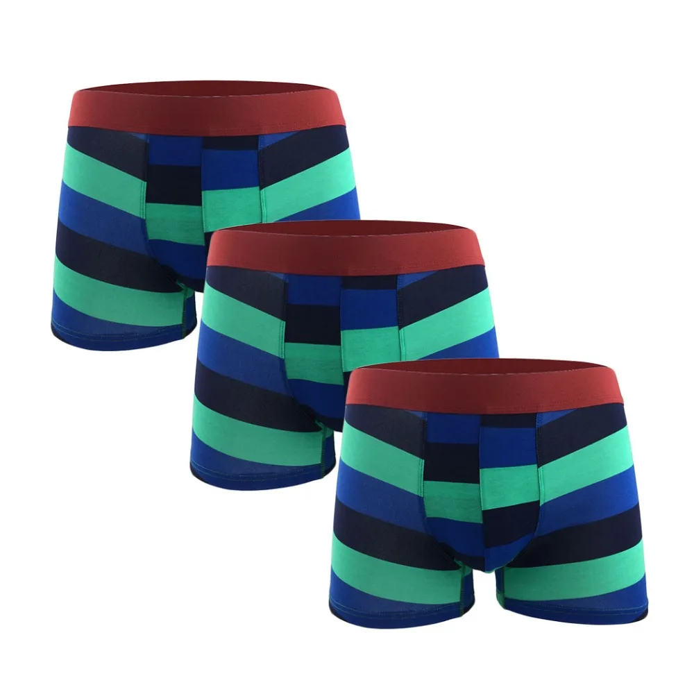 Уникальный большой полосатый хлопок Boxershorts Мужское нижнее белье сексуальные