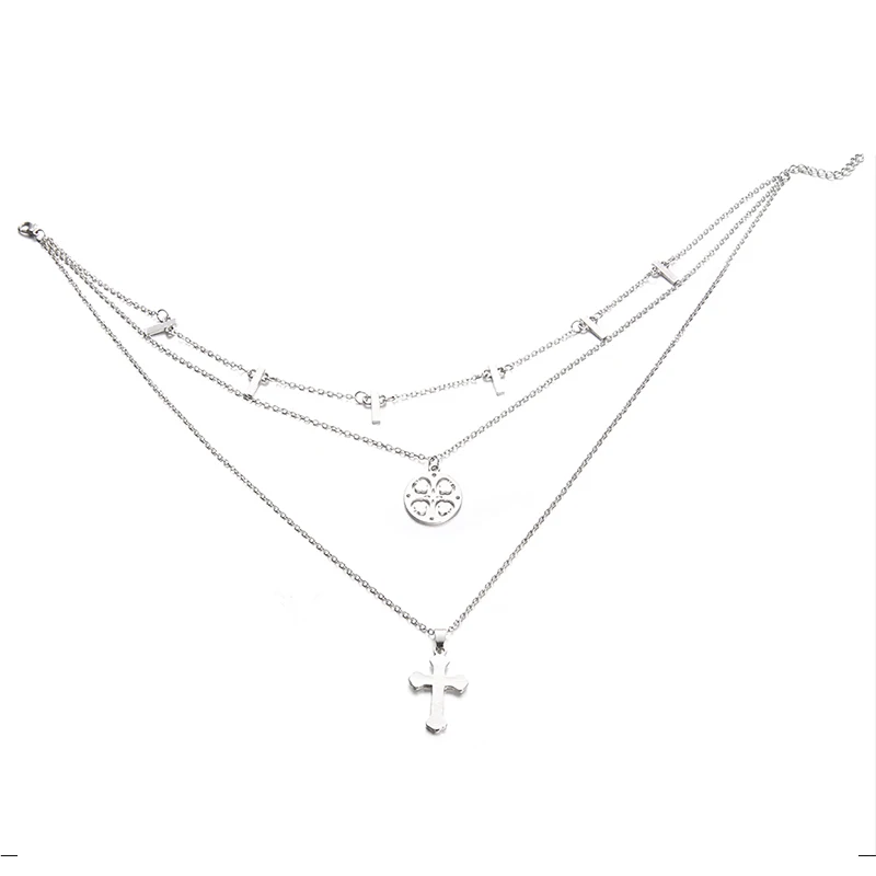 3 шт./компл. женские модные ювелирные изделия крест колье Многослойные ожерелья