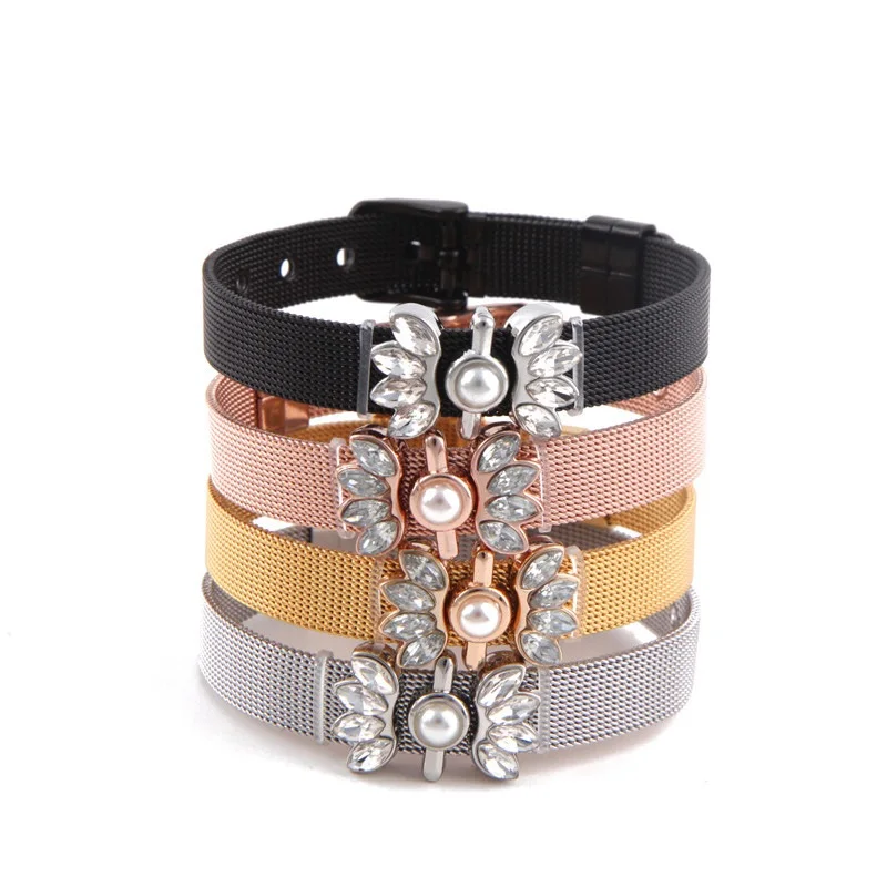 ARMNVNV 2018 Family KEEPERS Collection Stainless Steel Mesh Bracelet with Flower MOM Pearl Keeper Charms as a Gift for 1Set | Украшения и