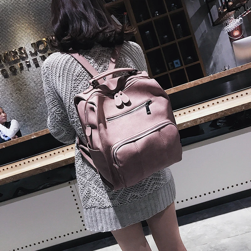 SUNNY SHOP винтажный стильный женский рюкзак Розовый Повседневный Дорожный Кожаный