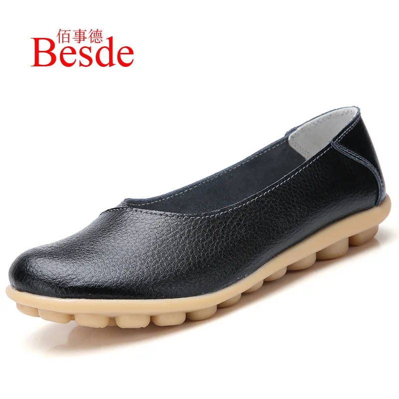 Plus size 11/12 ladies slip on loafers shoes woman trendy summer female flats white genuine leather shoes - Цвет: Black