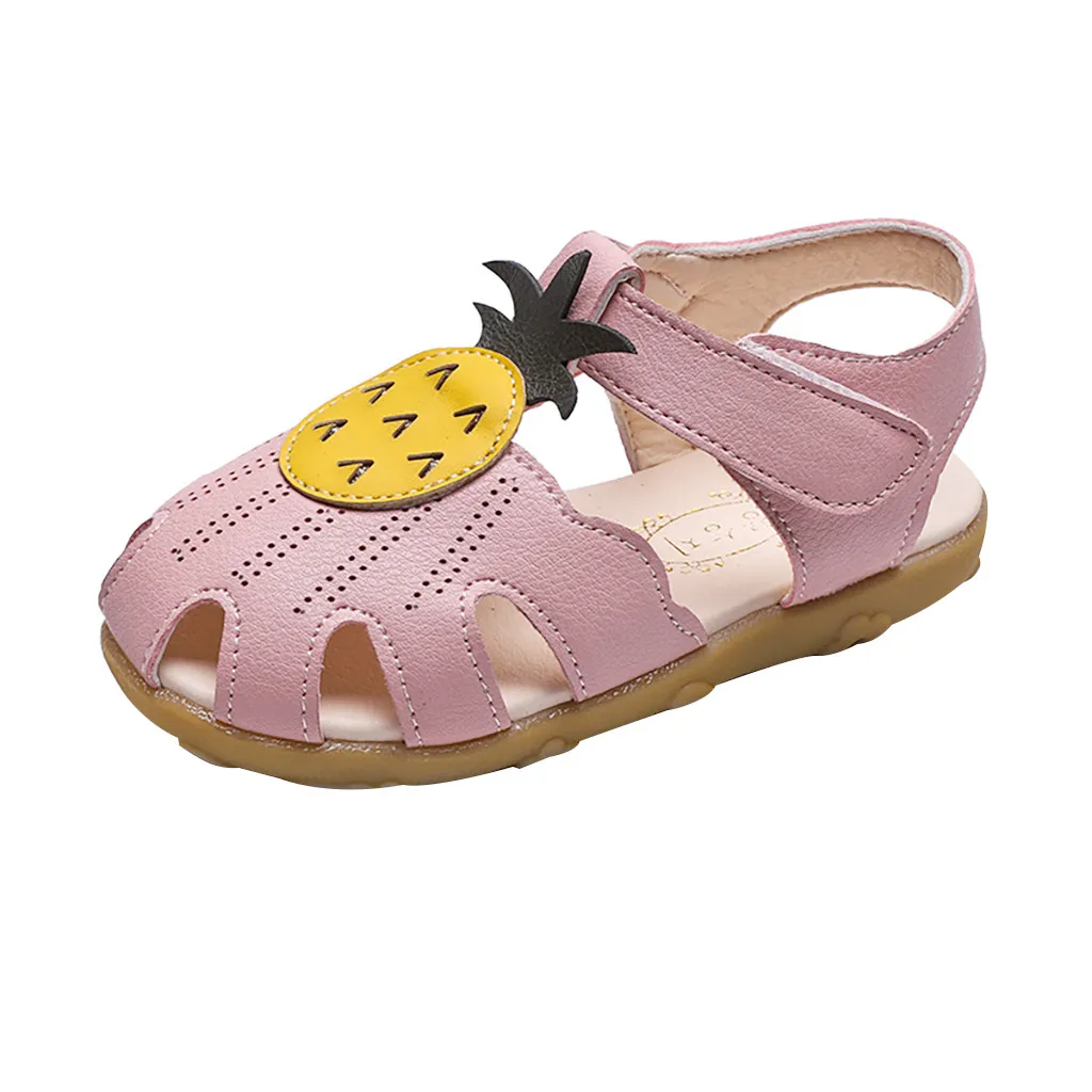 Сандалии для маленьких девочек обувь на липучке с ананасом Летняя принцессы