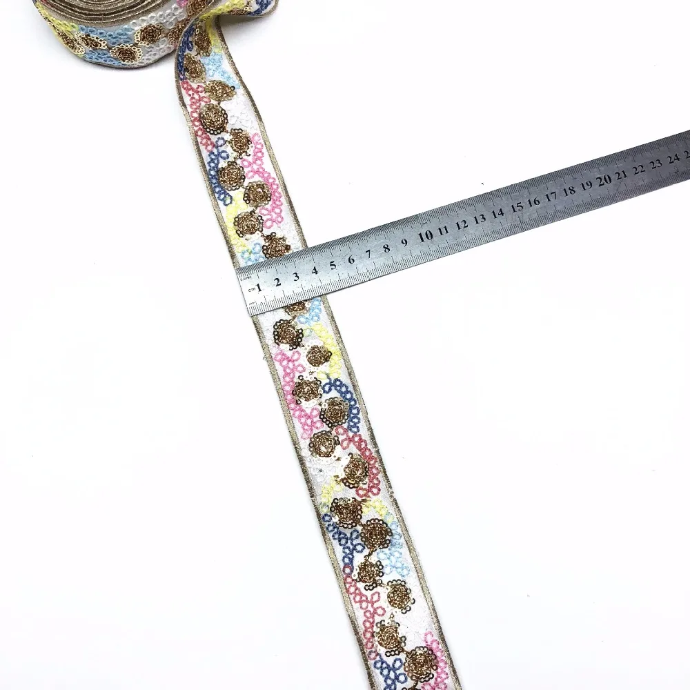 1 ярд винтажная сетчатая кружевная лента с вышивкой блесток цветок ткань