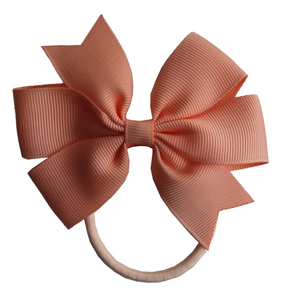 2 шт. заколка для волос с резинками 3,5 ''Hairbow упругих волос аксессуары дети хвост держатель резинки для волос ласточкин хвост Луки - Цвет: 720 Peach