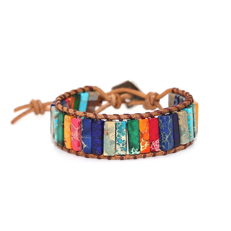 Женские браслеты ручной работы Boho Emperor Stone плетеный кожаный браслет в богемном