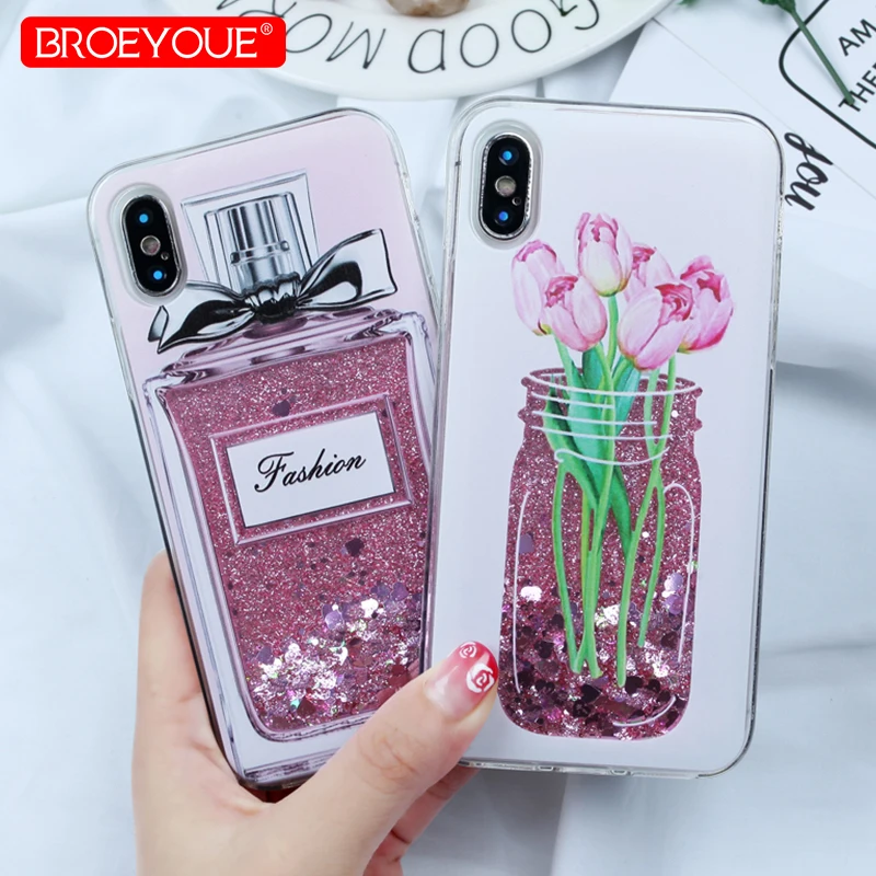 Блестящий чехол с жидким песком и зыбучей звездой для iPhone 5 6 6S 7 8 Plus прозрачный