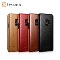 icarer original curved edge vintage genuine leather full protective flip cover for samsung galaxy s9 s9plus retro phone case