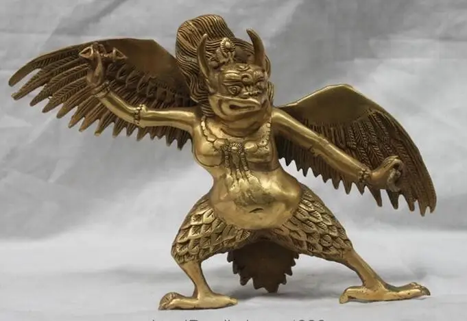 Тибет Тибетский буддист медный храм Гаруда птица Бог Будда статуя|statue mars|statue of