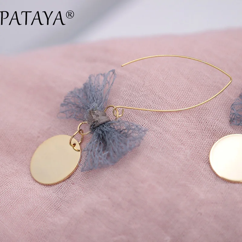 PATAYA Новые поступления серых золотых сережек с круглыми пайетками 585|dangle long