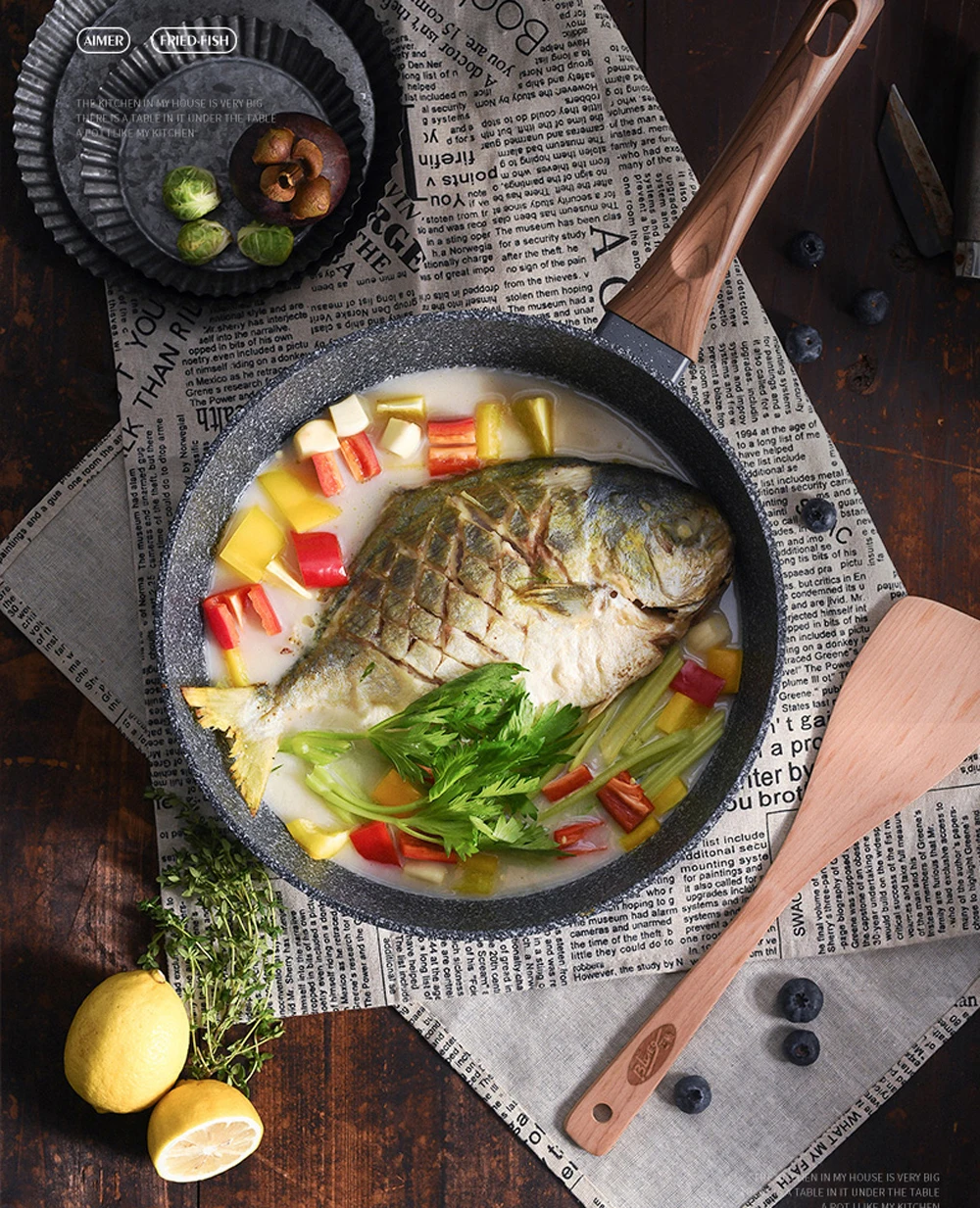 

Non-Stick Pan Less Smoke Wok Frying Pan Medical Stone Pan Steak Frying Wok Home Multi-Function Cooking Pot Pans