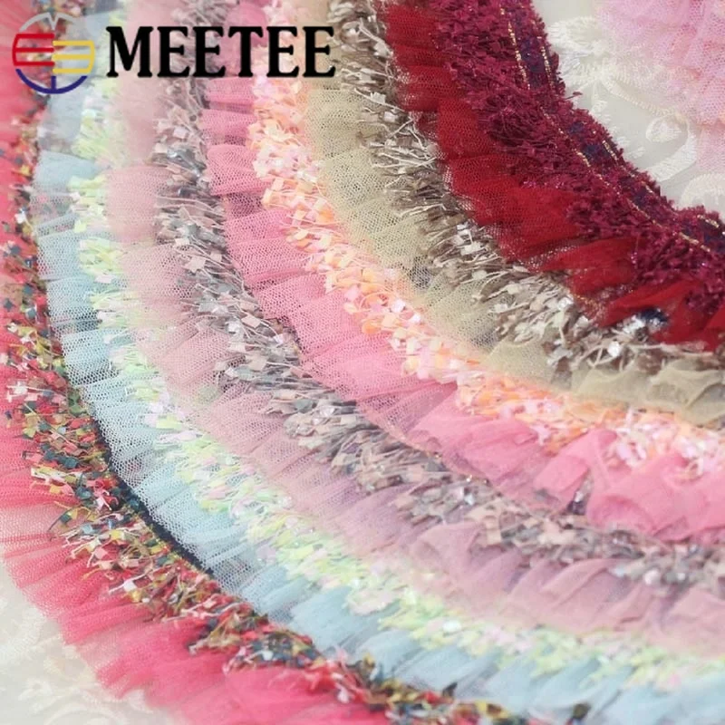 Шифоновая сетчатая плиссированная кружевная отделка 5 метров искусственная