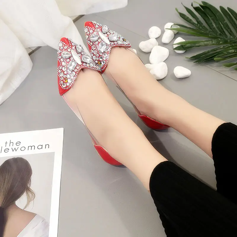 Женские балетки на плоской подошве со стразами Повседневные слипоны с мягкой