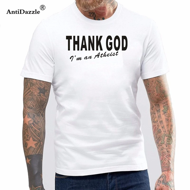 Thank God I'm Atheist забавная Мужская футболка с принтом религиозная научная атеизм