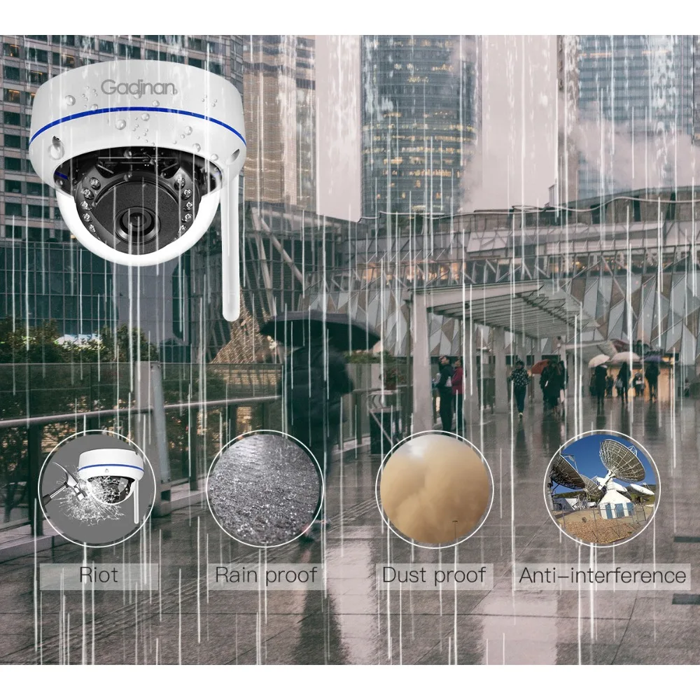 Gadinan аудио 1080 P 960 720 Hi3518E Wi-Fi IP Камера CCTV 2MP открытый Беспроводной купольные Vandalproof