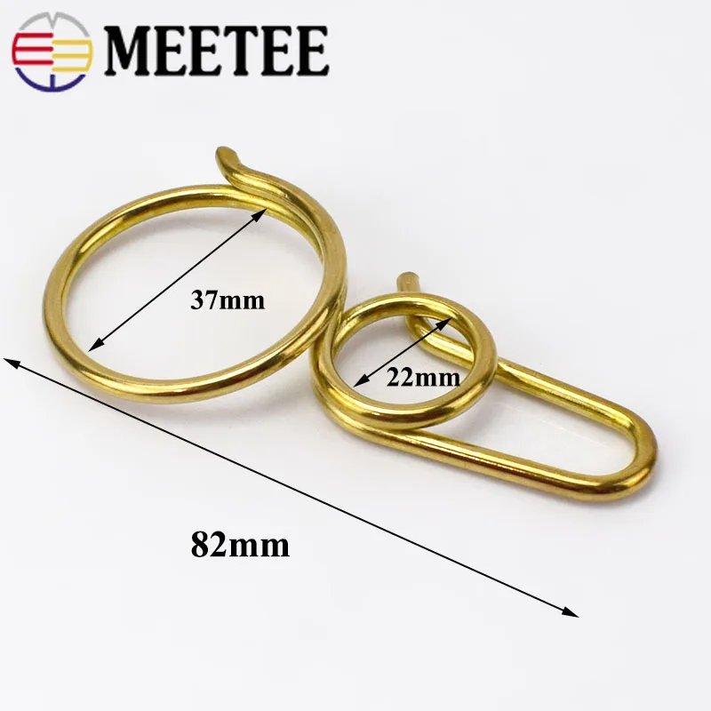 Meetee чистый Твердый латунный брелок для ключей в виде пояса пряжка на крючке