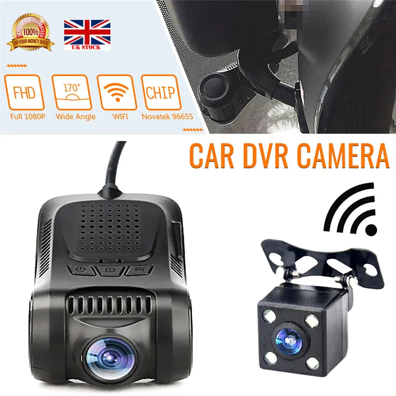 New Style High Quality Universal Durable WiFi Hidden 1080P Dual Lens Car DVR Dash Cam Video Recorder Front &amp Rear Camera#293094 |
