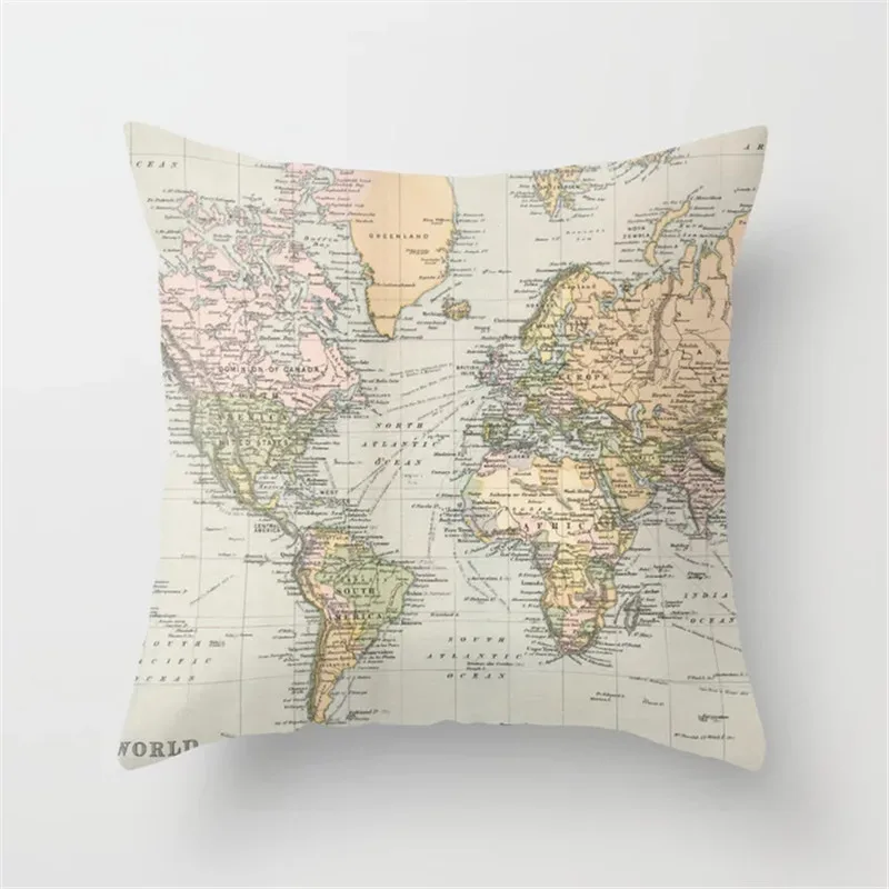 Cushion Covers04 Стиль простой Винтаж карта мира узор чехол для подушки из полиэстера Подушка Чехол домашний декор для автомобиля диван наволочка - Цвет: Cushion Covers04