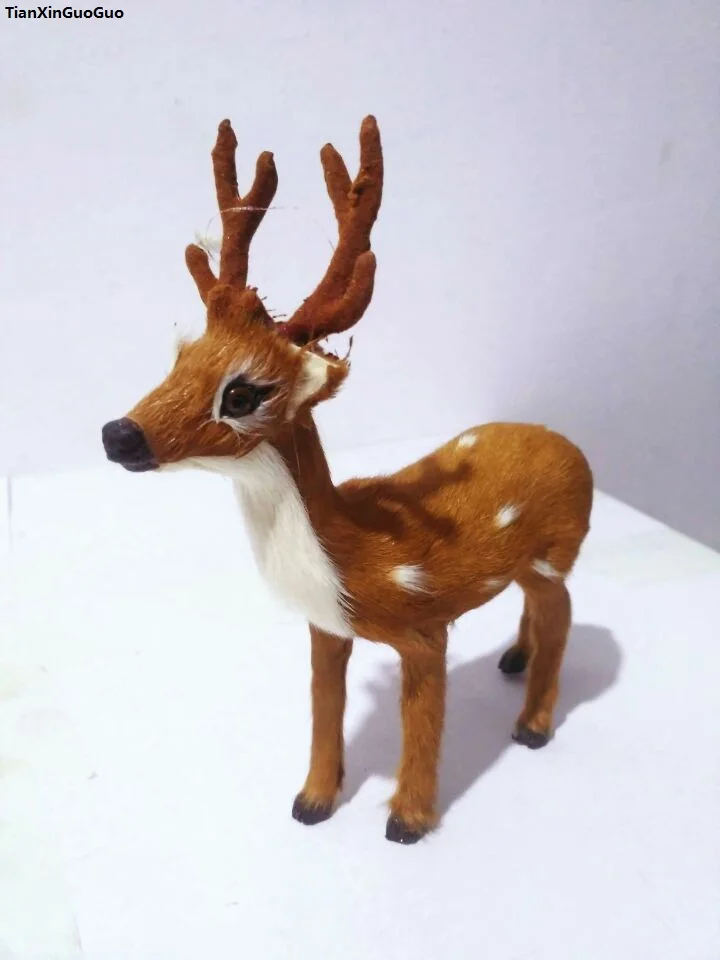 

simulation sika deer about 15x4x16cm hard model toy polyethylene& furs deer handicraft home decoration gift s1547