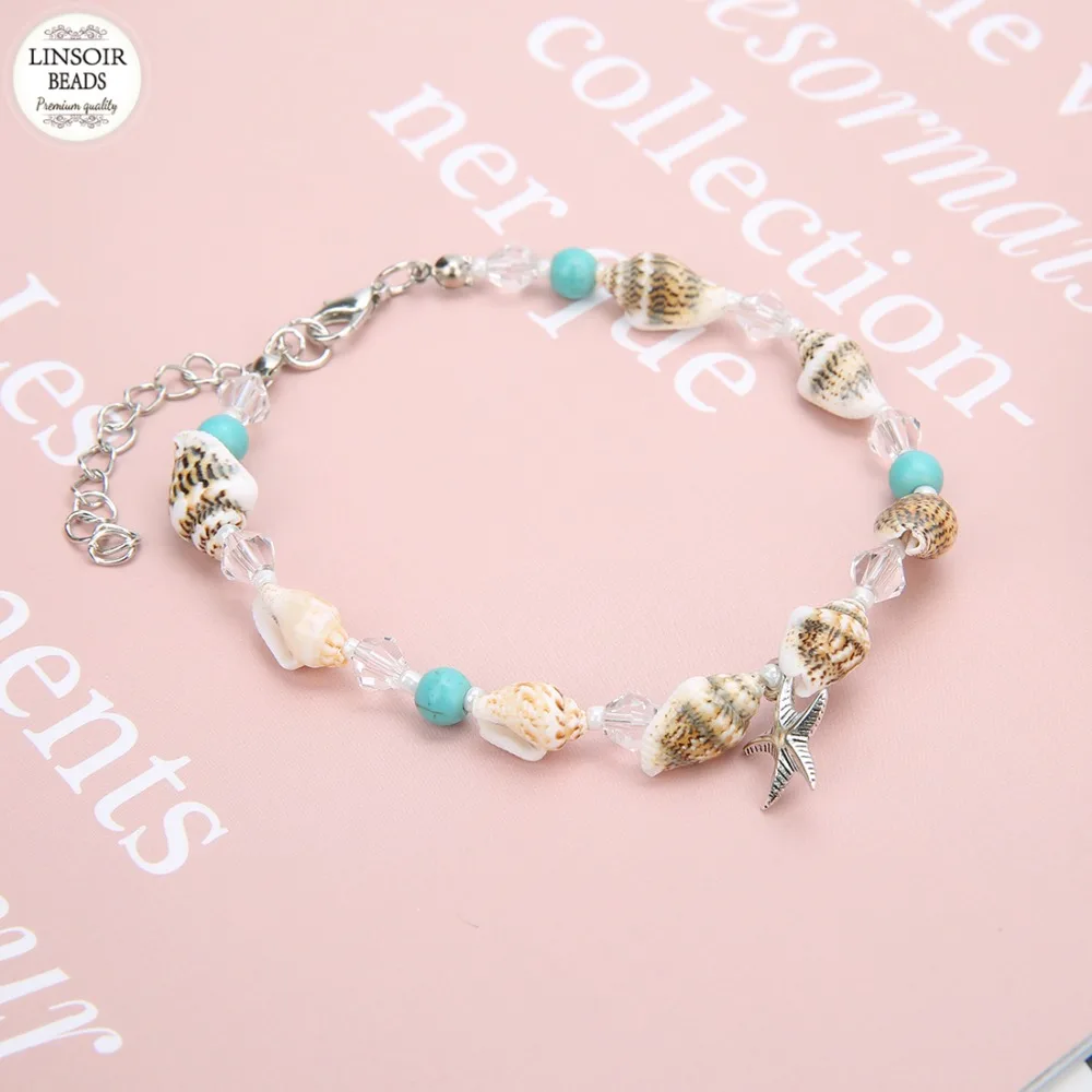 Женский браслет цепочка LINSOIR модный летний Набор браслетов с подвесками в виде