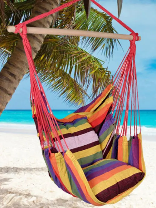 (США) Отличительный хлопок холст подвесная веревка стул с подушками гамак патио