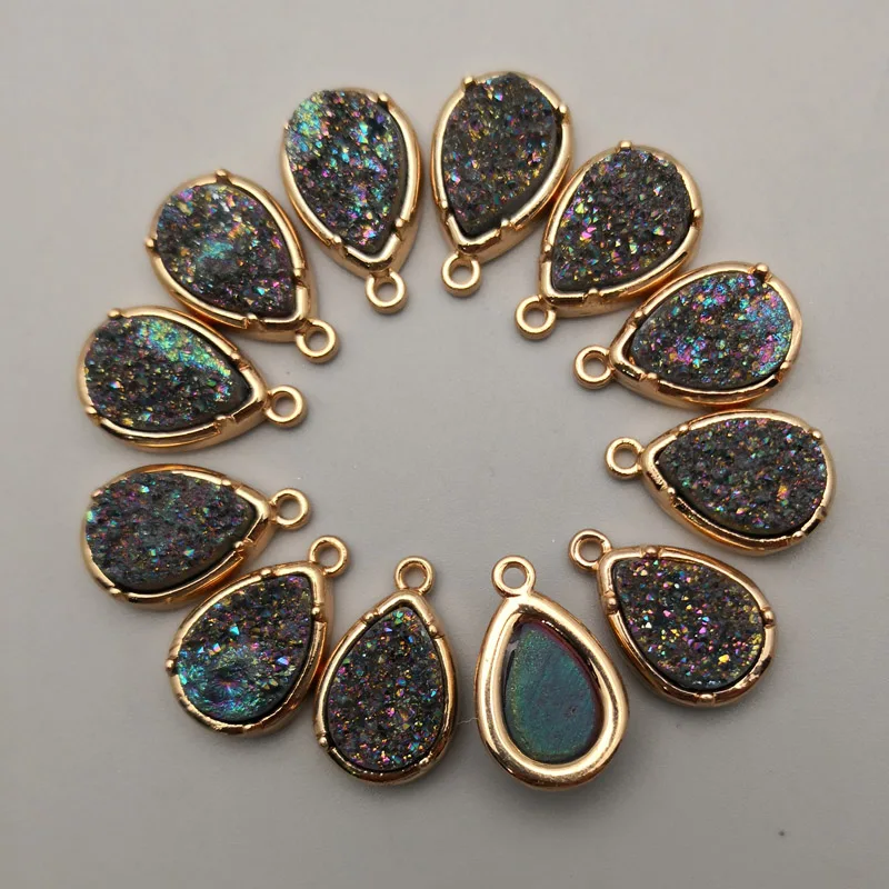 Fashion12pcs капли воды хрустальный кластер натуральный камень позолоченные разъемы