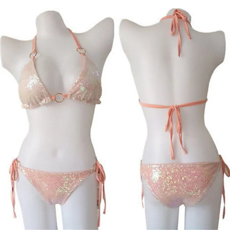 Бикини 2017 сексуальные женские комплекты бикини с блестками купальник бандажный