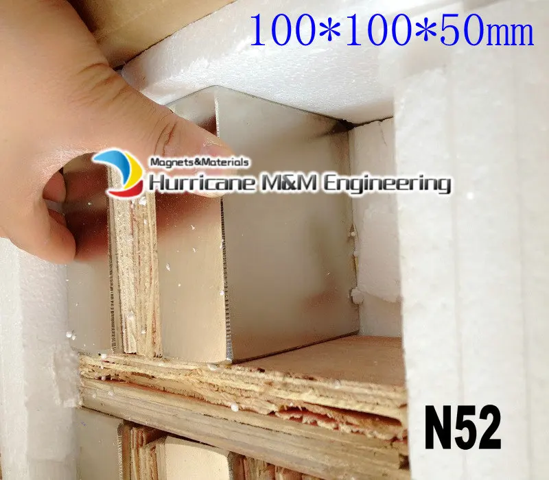 Магнитный блок KING N52 NdFeB 100x100x50 мм 541 кг сверхмощный Неодимовый Постоянный магнит