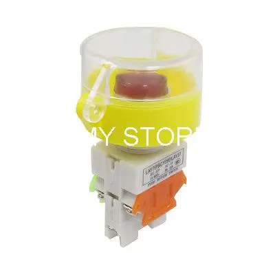 DC 24V красный свет лампы мгновенная Прозрачная защитная крышка DPST кнопочный