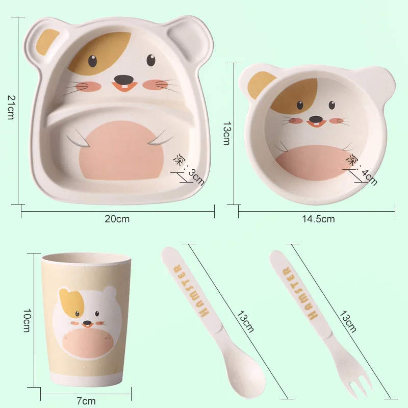 5 шт./компл. детская посуда из бамбукового волокна милая мультяшная тарелка для