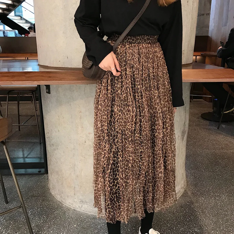 Harajuku хаки Тюль эластичный пояс для женщин юбки лето 2019 Новый животных