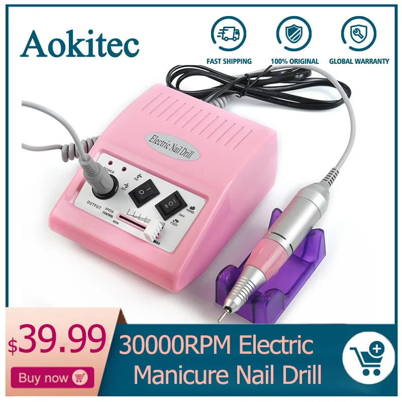Aokitec Маникюр машина Pro 30000 RPM Электрические ногтей дрель Портативный 15 W набор для