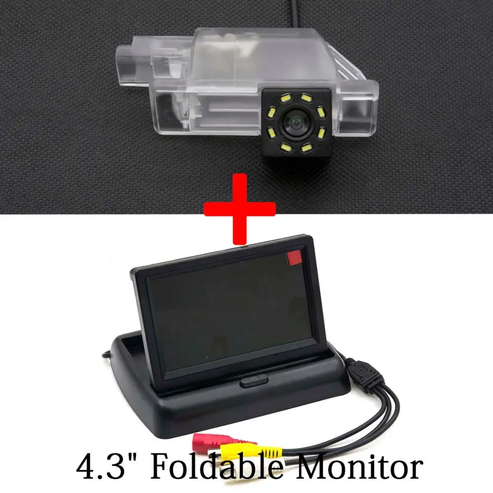 HD Автомобильная камера заднего вида 8LED для peugeot 301 307 308 408 508 2008 3008 Citroen C5 C4 C Quatre 4," 5" ЖК-монитор для парковки автомобиля - Название цвета: Camera 4.3 inch fold