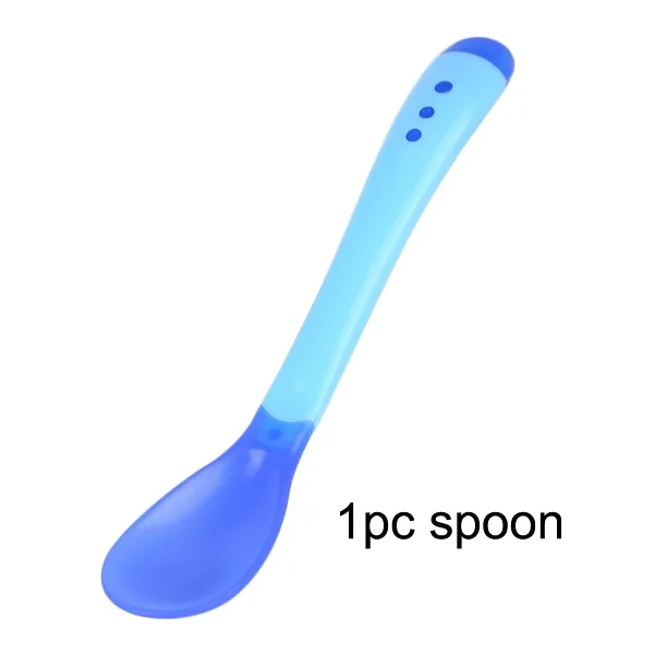 Blue Spoon 1 шт./3 шт./детская посуда столовая посуда всасывающая чаша с ложка с датчиком температуры детский обеденный миска для питомца посуда для детей - Цвет: Blue Spoon