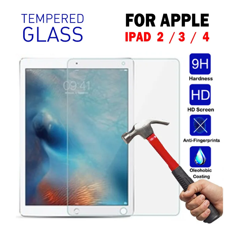Tempered Glass Чехол фирмы eva, ударопрочный для IPad 2, 3, 4 Чехол дети силиконовые края с Портативный ручная крышка-держатель для IPad 3 4 2 корпус безопасный Fundas - Цвет: Tempered Glass