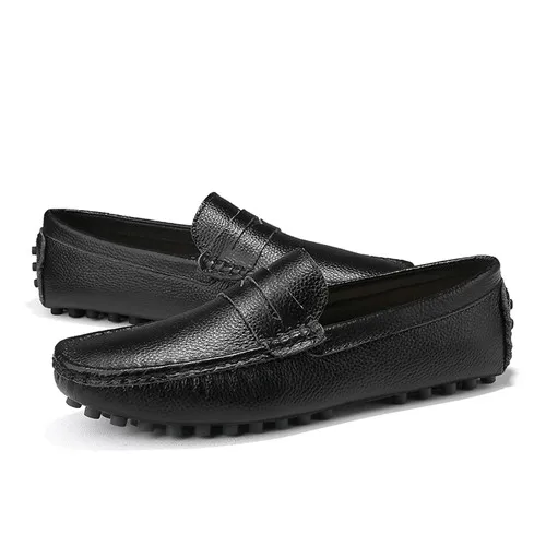 Black URBANFIND/мужская повседневная обувь; модная мужская обувь; мужские лоферы из натуральной кожи; Мокасины без шнуровки; мужская обувь на плоской подошве; размер 50 - Цвет: Black