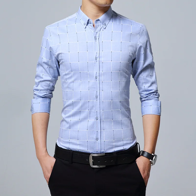 Мужские футболки из натурального хлопка клетчатые корейские модные тонкие с