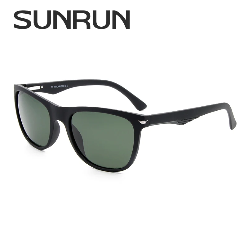 SunRun Мода поляризованных солнцезащитных очков Для мужчин квадратный TR90 рамка