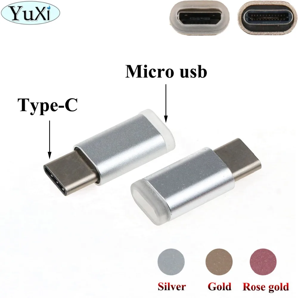 

YuXi 2pcs Universal USB 3.1 Type-C Adapter Male Connector to Micro USB Female Converter USB-C Data Adapter Type C Cable Device