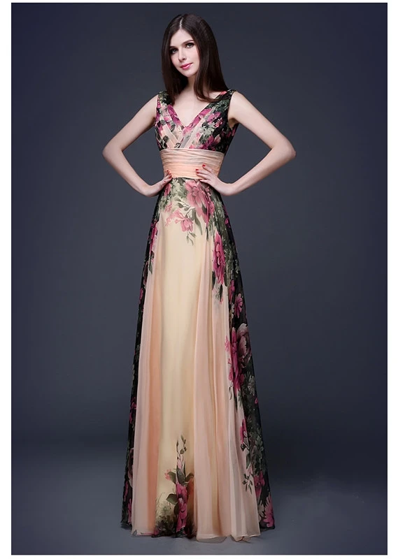 Платье с цветочным принтом Fitaylor весеннее шифоновое платье на одно плечо макси